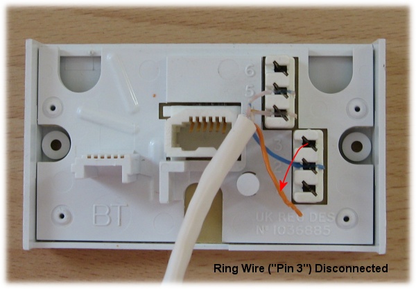 Removing Pin 3 - the BT Ring wire