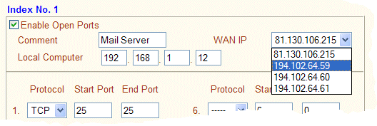 Port forwarding of a WAN IP Alias