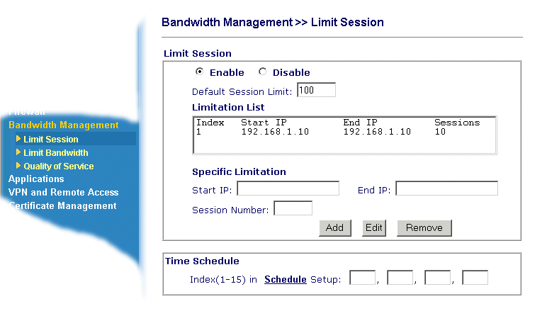 Session Limitation