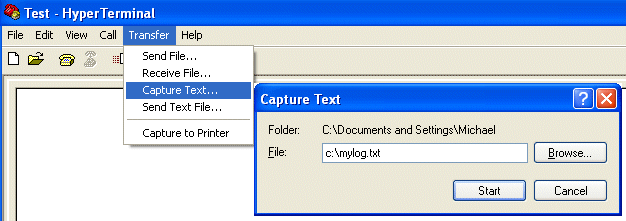 Hyperterminal Text Capture