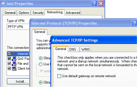 Windows XP Default Routing via VPM