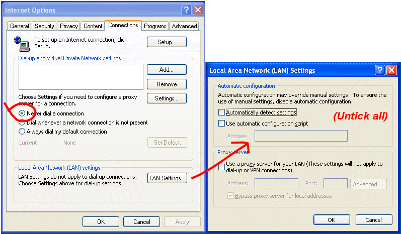 Vigor Router FAQ - Disabling Windows DUN