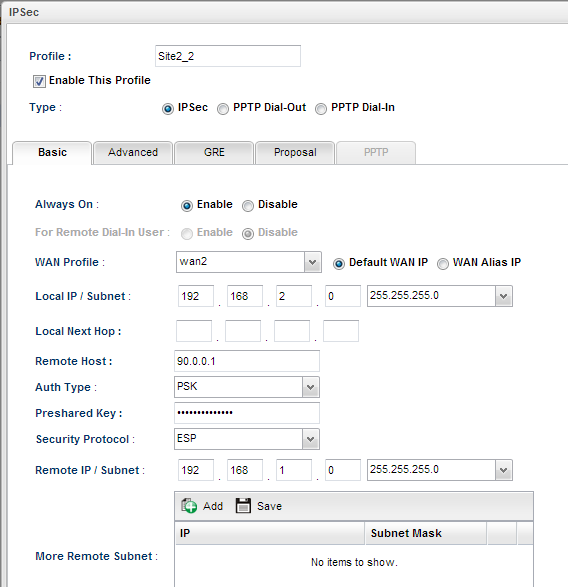 VPN Profile 2 (WAN2)